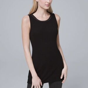 WHBM  Metallic Ball Chain-Trim Sleeveless Knit‎ Tunic Women’s Size Small Black